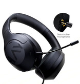 Haylou Auriculares inalámbricos para juegos S30 - Micrófono desmontable - Controlador de 40 mm - Auriculares supraaurales - Negro