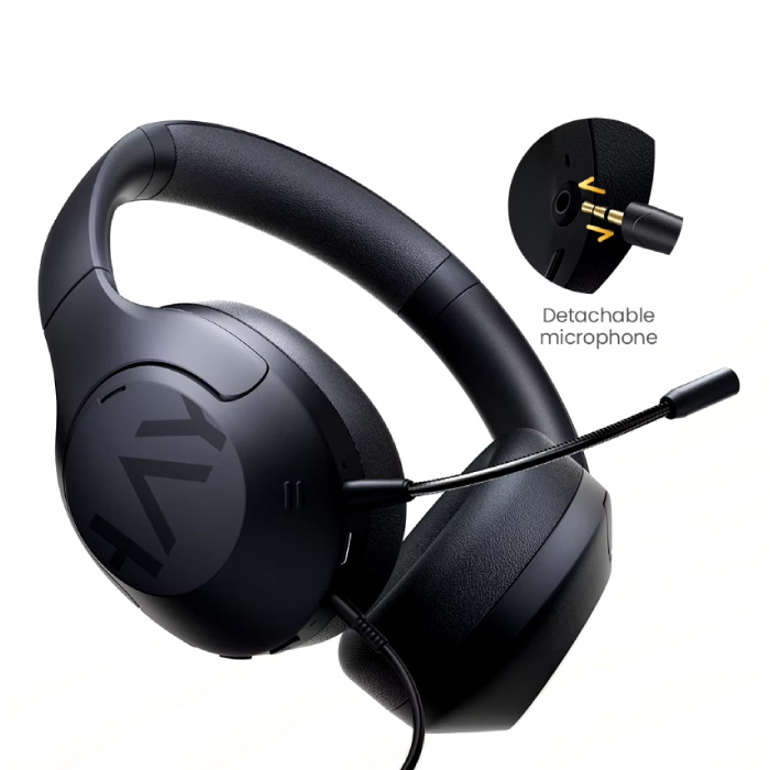 Haylou S30 Wireless Gaming Headset - Detachable Microphone - 40mm Driver - Over-ear Headphones - Black