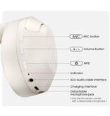 Haylou Auriculares inalámbricos para juegos S30 - Micrófono desmontable - Controlador de 40 mm - Auriculares supraaurales - Blanco