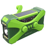 GUB 10.000mAh Powerbank & Radio op Zonne-energie met Dynamo - Ingebouwde Zaklamp - Externe Noodaccu Batterij Oplader Charger - Groen