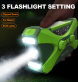 GUB 10.000-mAh-Solar-Powerbank und Radio mit Dynamo – integrierte Taschenlampe – externes Notladegerät – Grün