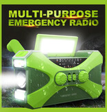 GUB 10.000mAh Powerbank & Radio op Zonne-energie met Dynamo - Ingebouwde Zaklamp - Externe Noodaccu Batterij Oplader Charger - Groen