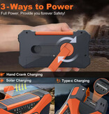 GUB 10,000mAh Solar Power Bank & Radio with Dynamo - Built-in Flashlight - External Emergency Battery Charger - Orange