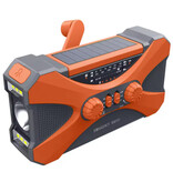 GUB Powerbank solarny 10 000 mAh z radiem i dynamem - Wbudowana latarka - Zewnętrzna ładowarka awaryjna - Pomarańczowa