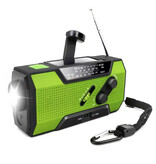 MC 2000mAh Solar Power Bank & Emergency Radio with Dynamo - Built-in Flashlight - External Emergency Battery Charger - Green
