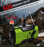 MC 2000mAh Solar Power Bank & Emergency Radio with Dynamo - Built-in Flashlight - External Emergency Battery Charger - Green