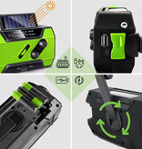 MC 2000mAh Solar Power Bank & Emergency Radio with Dynamo - Built-in Flashlight - External Emergency Battery Charger - Green