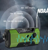 MC 2000mAh Solar Power Bank & Emergency Radio with Dynamo - Built-in Flashlight - External Emergency Battery Charger - Green