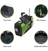 MC 2000mAh Solar Power Bank & Emergency Radio with Dynamo - Built-in Flashlight - External Emergency Battery Charger - Green
