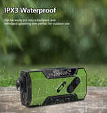 MC 2000mAh Solar Power Bank & Emergency Radio with Dynamo - Built-in Flashlight - External Emergency Battery Charger - Green