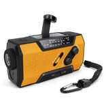 MC 2000mAh Solar Power Bank & Emergency Radio with Dynamo - Built-in Flashlight - External Emergency Battery Charger - Orange