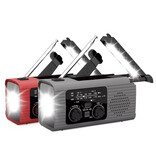 CHEGIT Powerbank na energię słoneczną 4000 mAh i radio awaryjne z dynamem - Wbudowana latarka - Ładowarka awaryjna - Czerwony