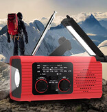 CHEGIT Powerbank na energię słoneczną 4000 mAh i radio awaryjne z dynamem - Wbudowana latarka - Ładowarka awaryjna - Czerwony