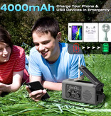 CHEGIT Powerbank na energię słoneczną 4000 mAh i radio awaryjne z dynamem - Wbudowana latarka - Ładowarka awaryjna - Czerwony