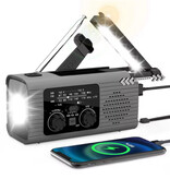 CHEGIT 4000-mAh-Solar-Powerbank und Notfallradio mit Dynamo – integrierte Taschenlampe – Notbatterie-Ladegerät – Grau