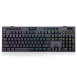 Redragon Teclado Mecánico Gaming Horus K618 - Switches Azules - Retroiluminación RGB - Inalámbrico 2.4G/Bluetooth - QWERTY 104 Teclas - Negro