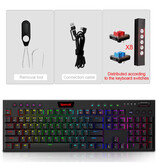 Redragon Teclado Mecánico Gaming Horus K618 - Switches Azules - Retroiluminación RGB - Inalámbrico 2.4G/Bluetooth - QWERTY 104 Teclas - Negro