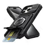 FAAGXUAA iPhone 14 Plus - Card Slot Case with Kickstand - Grip Socket Magnetic Cover Case - Black