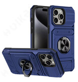 FAAGXUAA iPhone 11 - Card Slot Hoesje met Kickstand - Grip Socket Magnetische Cover Case - Blauw