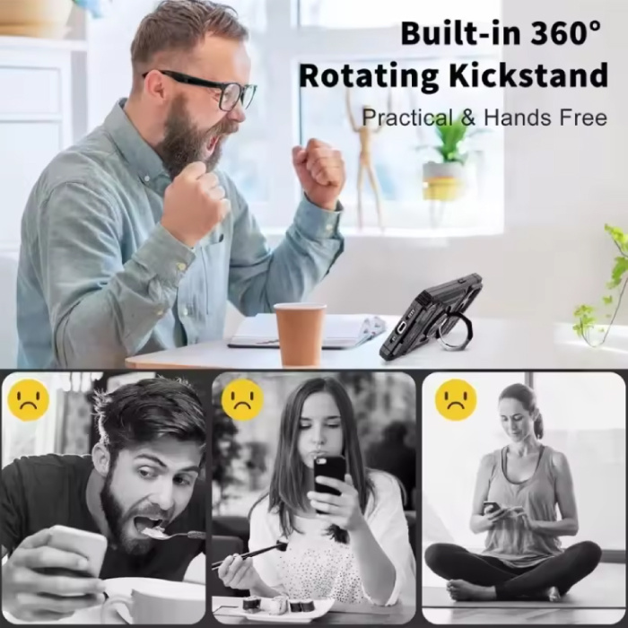 FAAGXUAA iPhone 15 – Kartensteckplatz-Hülle mit Ständer – Grip-Sockel-Magnethülle – Blau