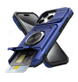 FAAGXUAA iPhone 16 Pro Max - Card Slot Case with Kickstand - Grip Socket Magnetic Cover Case - Blue
