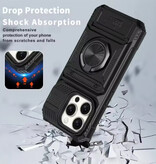 FAAGXUAA iPhone 13 Pro Max - Card Slot Case with Kickstand - Grip Socket Magnetic Cover Case - Purple