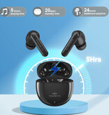 Paramita P5 Wireless Earphones - HiFi Earbuds TWS Headphones Bluetooth 5.2 - Black