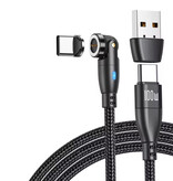 AUFU Magnetyczny kabel ładujący USB typu C na USB typu C – 1 metr – Kabel do szybkiego ładowania USB-C 100 W – czarny