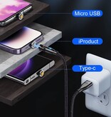 AUFU Cavo di ricarica magnetico USB Type C a Micro-USB - 1,8 metri - Cavo dati caricabatterie a ricarica rapida USB-C da 100 W - Nero