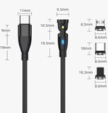 AUFU Cable de carga magnético USB tipo C a Micro-USB - 1,8 metros - Cable de datos de carga rápida USB-C de 100 W - Negro