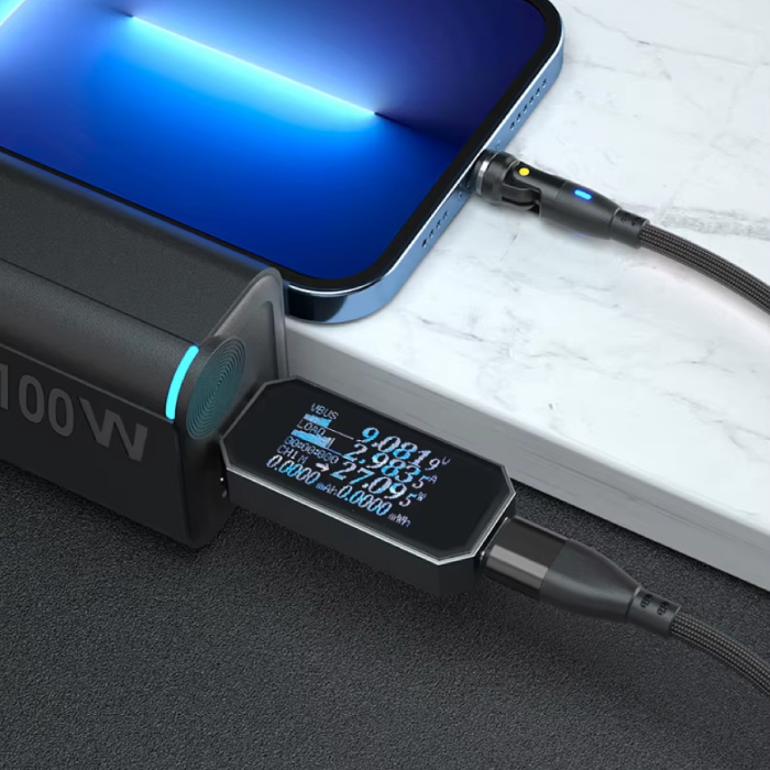 AUFU Magnetyczny kabel ładujący USB typu C na USB typu C – 1,8 m – Kabel do szybkiego ładowania USB-C 100 W – zielony