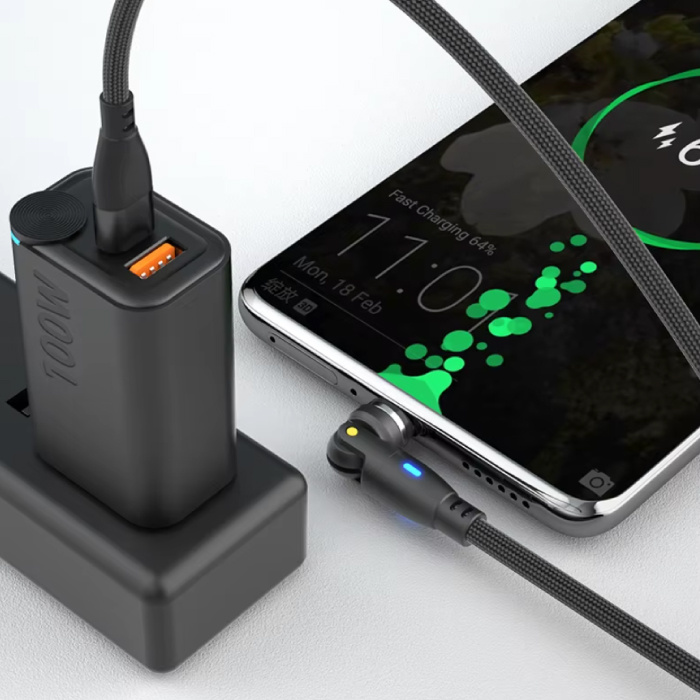 AUFU Magnetyczny kabel ładujący USB typu C na USB typu C – 1,8 m – Kabel do szybkiego ładowania USB-C 100 W – zielony