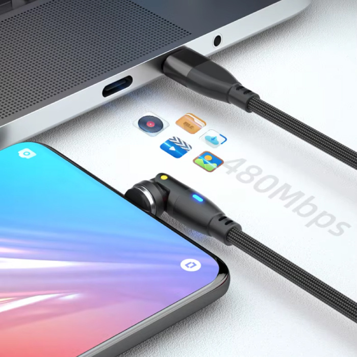 AUFU Magnetyczny kabel ładujący USB typu C na USB typu C – 1,8 m – Kabel do szybkiego ładowania USB-C 100 W – zielony