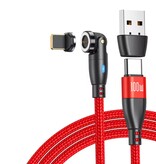 AUFU Câble de charge magnétique USB Type C vers iPhone Lightning - 1,8 mètre - Câble de données de chargeur de charge rapide USB-C 100 W - Rouge