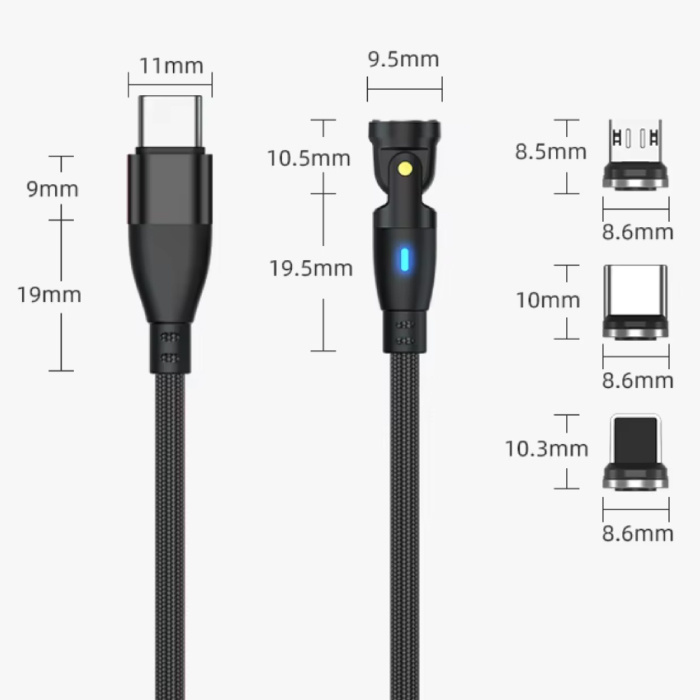 AUFU Magnetyczny kabel ładujący USB typu C na USB typu C – 1,8 m – Kabel do szybkiego ładowania USB-C 100 W – zielony