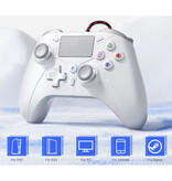 Bonacell Gaming Controller for PS5 / PS4 / PC - Wired Gamepad with Vibration - White