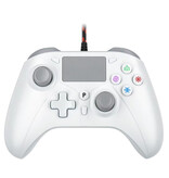 Bonacell Gaming Controller for PS5 / PS4 / PC - Wired Gamepad with Vibration - White