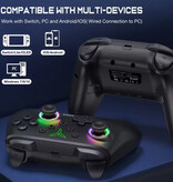 DinoFire Controller da gioco RGB per Nintendo Switch/PC - Gamepad wireless Bluetooth - Nero