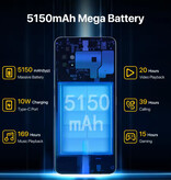 UMIDIGI Smartphone A11 Pro Max - Écran 6,8" FHD+ - 4 Go de RAM - 128 Go de stockage - Appareil photo 48 MP - Batterie 5150 mAh - Noir