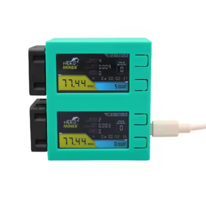 Nerminer S19 Mini - Écran LCD - NMMiner USB Crypto Bitcoin Solo Miner Machine - 156KH/s - Vert clair