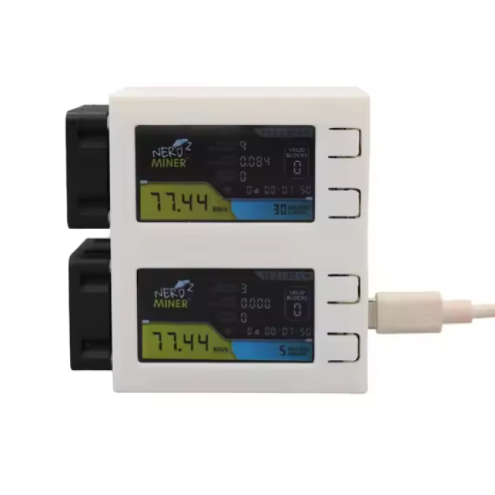 Nerdminer S19 Mini - LCD Display - NMMiner USB Crypto Bitcoin Solo Miner Machine - 156KH/s - White