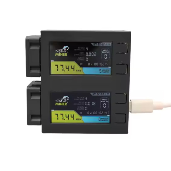 Nerdminer S19 Mini - Display LCD - NMMiner USB Crypto Bitcoin Solo Miner Machine - 156KH/s - Nero