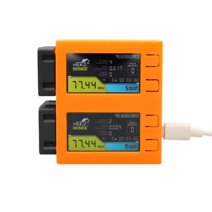 Nerminer S19 Mini - Écran LCD - NMMiner USB Crypto Bitcoin Solo Miner Machine - 156KH/s - Orange