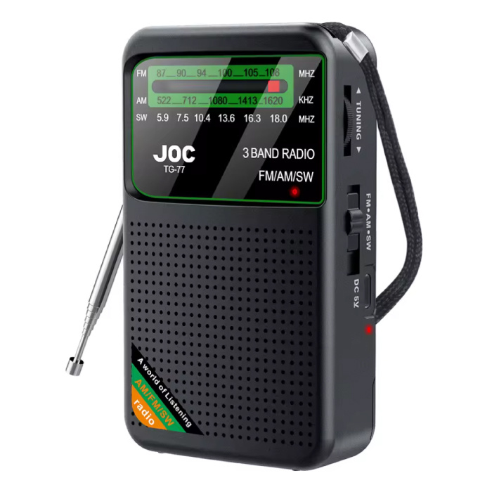 TG77 Notfallradio mit Batterie - USD-C wiederaufladbar - FM AM SW Radio - Schwarz