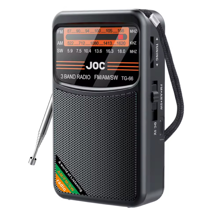 TG66 Notfallradio mit Batterie - USD-C wiederaufladbar - FM AM SW Radio - Schwarz