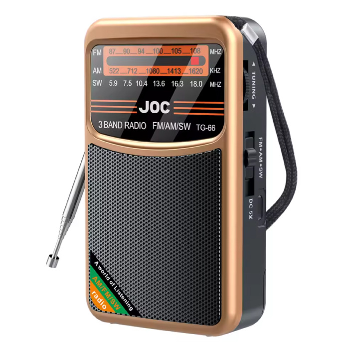 TG66 Notfallradio mit Batterie - USD-C wiederaufladbar - FM AM SW Radio - Gold