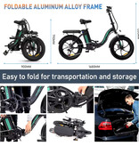 HITWAY Vélo électrique BK6 - Fatbike intelligent pliable 20" - 250 W - 36 V/12 Ah - Noir
