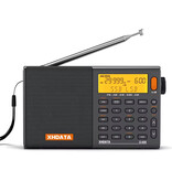 XHDATA Radioodbiornik awaryjny D-808 na akumulator - ładowany przez USB 2000mAh - FM AM SW MW - czarny