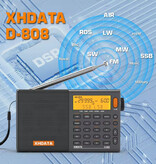 XHDATA Radio de emergencia D-808 a batería - Recargable por USB 2000 mAh - Receptor de radio FM AM SW MW - Color negro