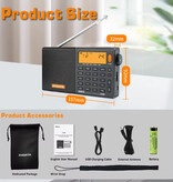 XHDATA Radio de emergencia D-808 a batería - Recargable por USB 2000 mAh - Receptor de radio FM AM SW MW - Color negro